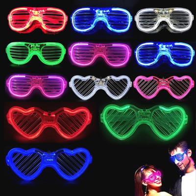 Led-brillen voor feest en festival - 12 stuks, Neon lichtbril, Flitsend en kleurrijk