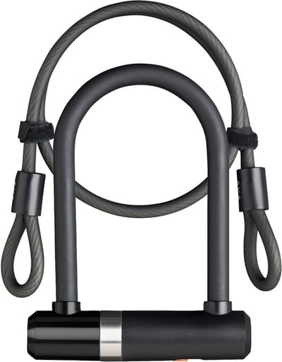 AXA Newton Mini Beugelslot – 14 mm Gehard Staal – 15 cm Beugellengte – Inclusief 100 cm Kabel – Met Framehouder – Zwart