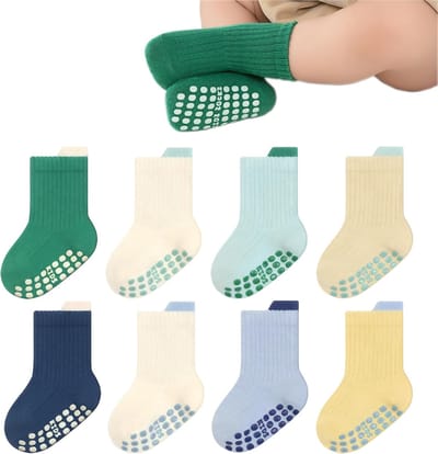 Famanu – 8 paar antislip sokken voor peuters, ademend en comfortabel, geschikt voor jongens en meisjes