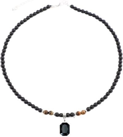 Ketting -zwart- tijgeroog -steen - Charme Bijoux
