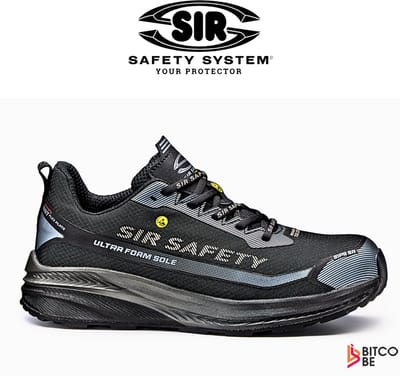 SIR SAFETY UNIQUE Veiligheidsschoenen S1PS HEREN Werkschoen Zwart - Nano Fiberglas Neus en Ultra Lichtgewicht Tussenzool - Antislip SR - ESD Bescherming