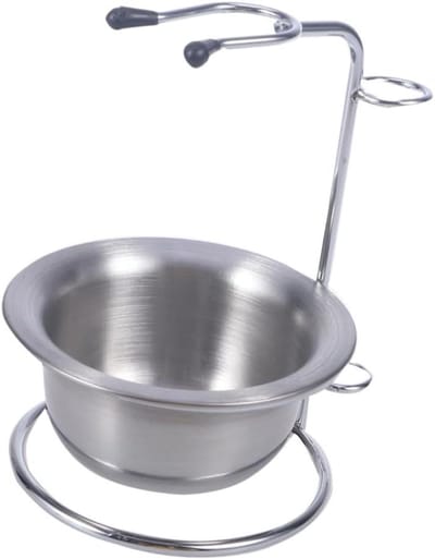 Scheerstandaard Met Kom - Scheerkwasthouder Scheeraccessoires - Scheren Organiseren - Universele Pasvorm - 12 x 8.8 x 8.5 cm - Zilver