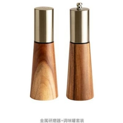 Peper Grof Zout Molen Metallic Acaciahout Keuken Kruidenpot Pepermolen Set Specerijenpot Zoutstrooier Keukenbenodigdheden