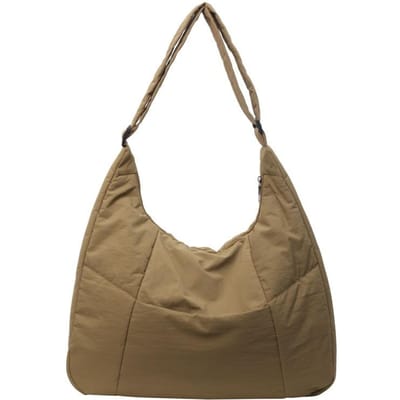 Nylon Schoudertas met Zachte Touch Lichtgewicht, Verstelbare Riem, Ritssluiting, Zachte Stof Perfect voor Dagelijks Gebruik, Shoppen, Reizen en Buitenactiviteiten brown