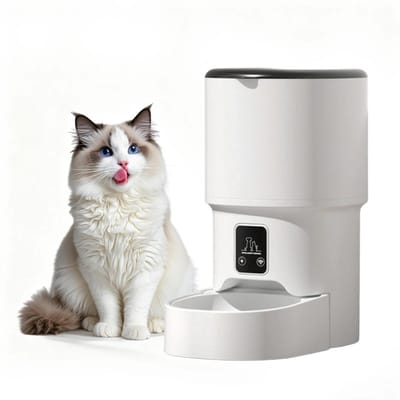 Geargalaxy Automatische Voerbak - Voederautomaat - Voedingsdispenser - Huisdier Voerautomaat - Katten- & Hondenvoerbak - 4L - Wit