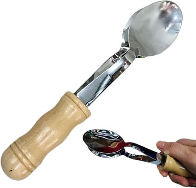 Muzieklepel - Folk Klepper - Traditioneel Instrument - Roestvrij Staal - 20 cm Lengte - Houtkleur