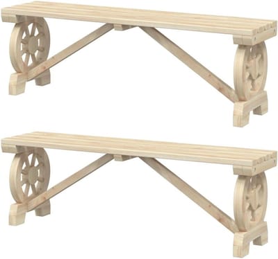 Tuinbanken 2 stuks - Buitenbanken Hout - Ontspannen Buiten - Massief Vurenhout - 115 cm - Bruin