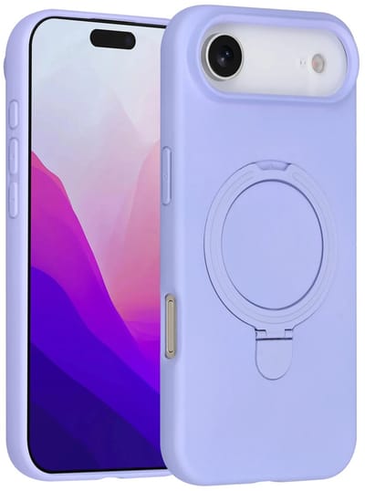 Backcover Hoesje Geschikt voor: iPhone Air Volledig Dekkende Schokbestendige Siliconen Backcover met Ringstandaard – 360° Bescherming - Lila