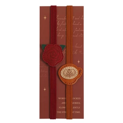 Elastische Notitieboek Band 2 stuks – PU Bloemen Vintage Steekpatroon - Notitieboek Accessoires & Planner Organizer Sluiting - Roze