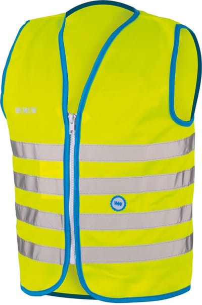 Wowow Veiligheidshesje kind met rits EN 1150 - Fun Fietsjas  - Maat S  - Unisex - geel/blauw/zilver
