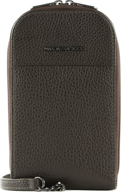 MANDARINA DUCK Leren Telefoontasje Schoudertas Mellow Leather Phone Crossbody Bag Mole Donkerbruin