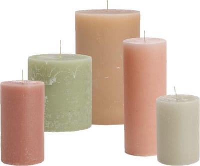 Rustik Lys Luxe stompkaarsen set 5 stuks in prachtige Natuur kleuren | 7x10 / 7x13 / 7x20 / 10x11 / 10x18