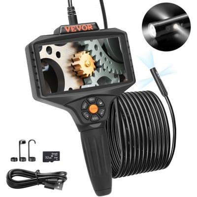 VEVOR Endoscoopcamera met drievoudige lens, 5 inch IPS-scherm, 854x480 inspectiecamera, 5 m kabel, buiscamera, 5000 mAh batterij voor 5-6 uur, rioolcamera, IP67 endoscoop, 180° draaibaar, automotoren, riolen, HVAC-kanalen