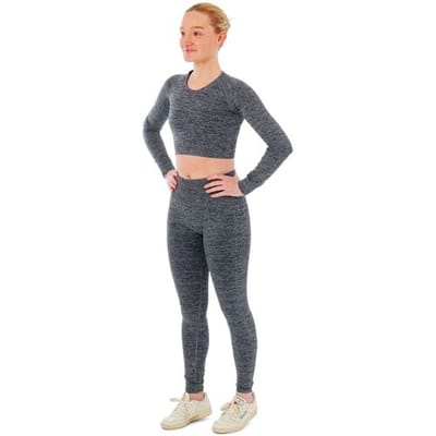 Xtreme Sportswear Dames Sportset - Sportlegging + Sport Croptop - Antraciet Melange-S