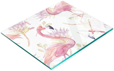Keukenplank van gehard glas met decoratieve flamingo-afbeeldingen, 60x52 cm