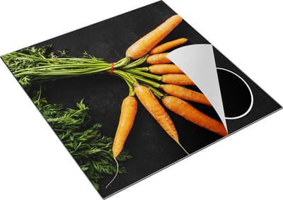 Chefcare Inductie Beschermer Wortels op Zwarte Marmer - 78x78 cm - Afdekplaat Inductie - Kookplaat Beschermer - Inductie Mat