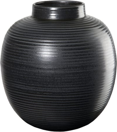 ASA Selection Japandi vaas, tafelvaas, decoratieve vaas, bloemenvaas, aardewerk, zwart, H 22 cm, 73003174