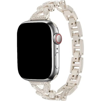 123watches bandje Faye - staal - sterrenlicht - 38 · 40 · 41 & 42 mm - Geschikt voor Apple Watch series 1/2/3/4/5/6/7/8/9/10/11/12/SE/SE2/SE3