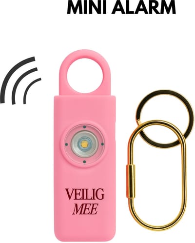 Veilig Mee Persoonlijk Alarm 130 dB – Oplaadbaar via USB-C – Sleutelhanger met LED-Licht – Zelfverdediging Alarm voor Noodsituaties – Roze