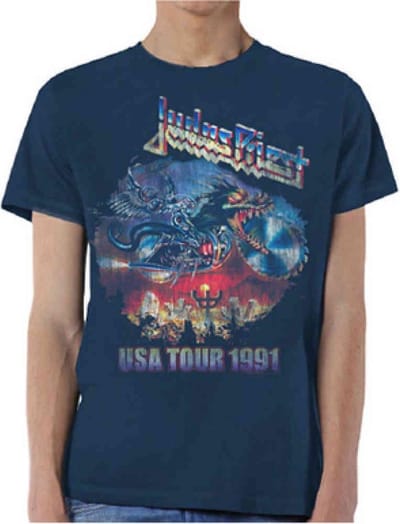 Judas Priest - Painkiller US Tour 91 Heren T-shirt - S - Blauw