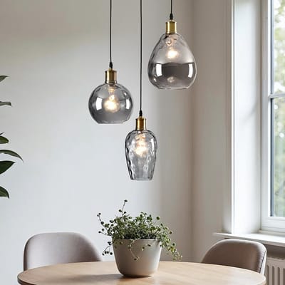 LumenXL - Zwarte hanglamp - smoke glas - bolling 3-lichts - Verona