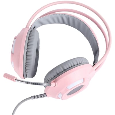 Bekabelde Gaming Headset Over-Ear Koptelefoon met Microfoon Zachte Oorkussens Indrukwekkend Geluid Compatibel met roze