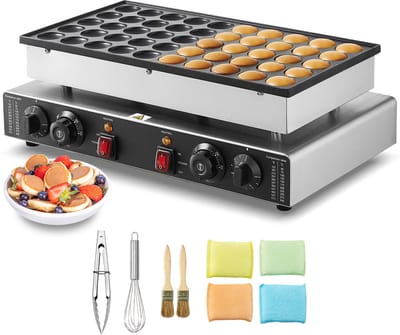 Mini Pannenkoekenmaker - 43mm Diameter - 1700w - Dorayaki Bakmachine 50st - Elektrische Poffertjesgrill - Roestvrij Staal - Antiaanbaklaag - Dubbele Temperatuur - Tijdregeling