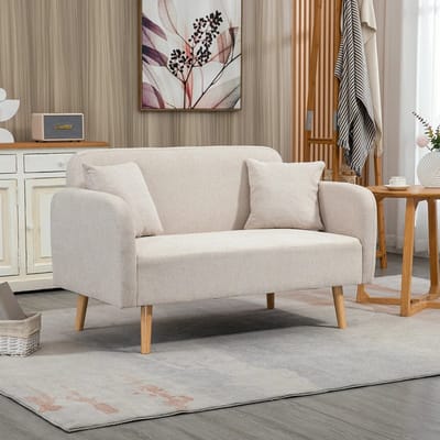 Sweiko 2 zits Bank - met 2 kussens - Fauteuil - 130 x 70 x 80 cm - Beige