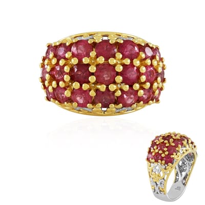 Cavill - Zilveren ring met 4,32 ct ronde geslepen Rubelieten uit Tanzania - 925 Sterling Zilver met Palladium - Elegante paarse edelstenen ring