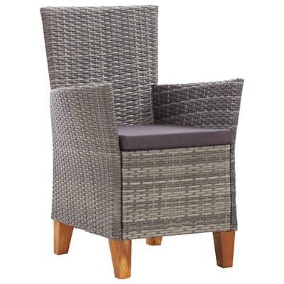 vidaXL - Tuinstoelen - 2 - st - met - kussens - poly - rattan - grijs
