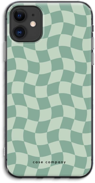 Case Company® - Hoesje geschikt voor iPhone 11 hoesje - Grid Groen - Soft Cover Telefoonhoesje - Bescherming aan alle Kanten en Schermrand