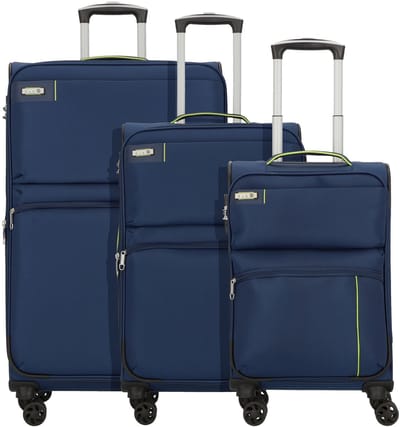 d & n Travel Line 6704 4 wielen Kofferset 3-delig - Zachte bagage - Combinatieslot - blau