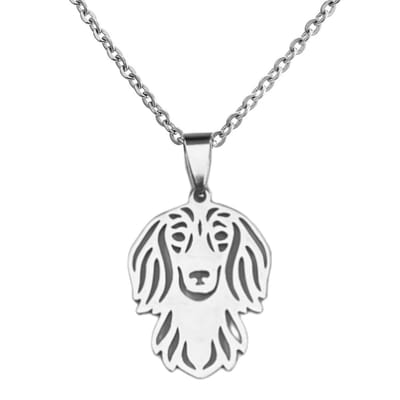Fako Bijoux® - Ketting Met Hanger - Stainless Steel - RVS - Staal - Hond - Hondenkop - Teckel - Zilverkleurig