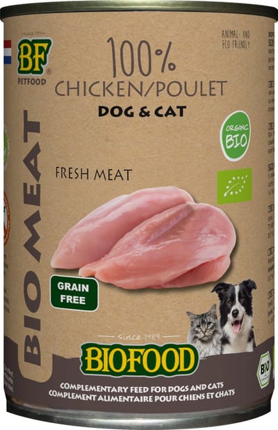 Bf Organic 100% Kip - Hondenvoer - 400 g Blik