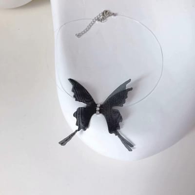 Sexy Zwarte Kanten Vlinder Chokers Kettingen Voor Vrouwen Zomer Mode Witte Transparante Chocker Club Feest Sieraden Nieuw zwart