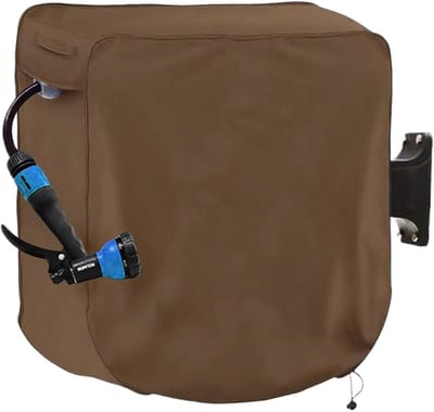 Beschermhoes Slanghaspel - Haspelhoes Tuinslang - Tuinonderhoud Vereenvoudigen - UV- en Waterbestendig - 60x45x60cm - Koffie