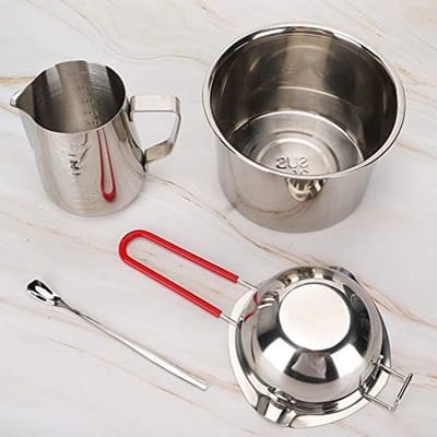 Dubbele Tuit Waterkoker, Was Smeltbeker met Handige Lepelhandgreep voor Kaarsen Kit met Nauwkeurige Maatvoering en Gebruiksvriendelijk Ontwerp