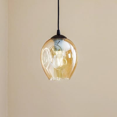 EMIBIG LIGHTING Hanglamp Starla 1-lamp, glazen kap amber