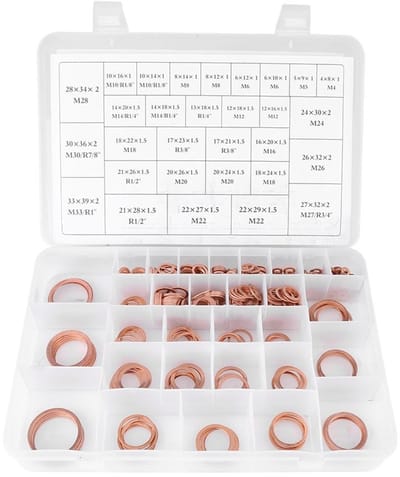 Dailygoods- Koperen Ringen 568-delig - Platte Sluitringen - 30 Maten - Sluitingen Sieraden Maken - Hulp Voor Bevestigen - Oppervlaktebescherming