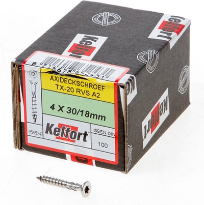 Kelfort Vlonderschroef platverzonken kop RVS A2 T20 4.0 x 30/18mm