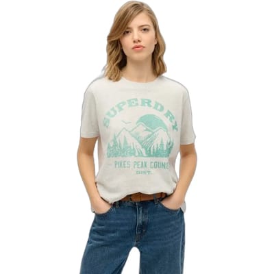 Superdry Lo-fi Outdoor Mono Relaxed T-shirt Lichtgrijs Grootte: 36