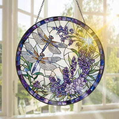 Handgemaakte Decoratie van Gekleurd Glas voor Raam, Tuin en Binnen - Perfect voor Kerstfeest en Bloemen, 20 x 20 cm