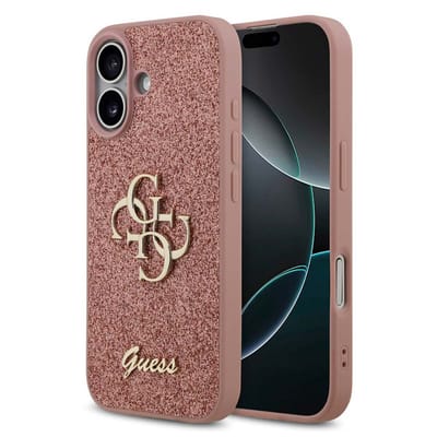 Guess Back Cover - iPhone 17 - Roze - Glitternachterkant - Siliconen bumper