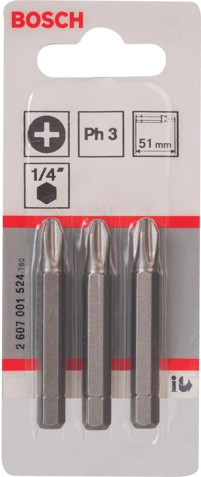 Bosch EXTRA HARD-SCREWDRIVER BIT FOR DRILLS/DRIVERS 3 PC