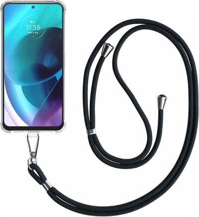 Telefoonhoesje Geschikt voor Motorola Moto G71 5G Transparant ShockProof met Afneembaar Universeel Telefoonkoord - Cover Case Siliconen ShockProof with Lanyard - Smartphonica geschikt voor Motorola Moto G71 5G