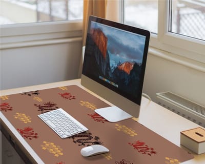 Coloray Bureau Onderlegger - Aziatisch drakenpatroon Bureau Mat - 100 cm x 50 cm - Rood Bureau Onderlegger - Bureaumat - Onderlegger Bureau - Bureau Onderlegger Groot - Bureau Onderlegger XXL