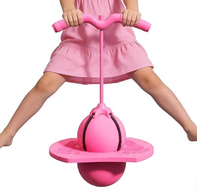Stuiterbal met Pomp - Springspeelgoed Bal - Actief Buitenspelen - Inclusief Handvat en Pomp - 90 cm Diameter - Roze