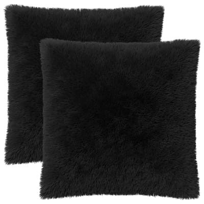 vidaXL - Kussen - met - kussen - HEERLEN - 2 - st - Zwart - PV - Fleece