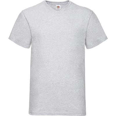 Fruit of the Loom V-Hals ValueWeight T-shirt Heather Grey Maat L