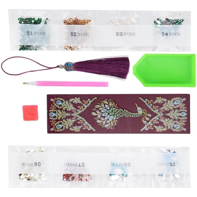 Marque-page Peinture Strass DIY Strass Marque-pages Perlés avec Gland Artisanat Cadeau green